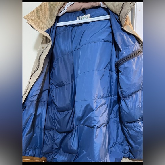 Vintage LL Bean Goose Down Parka Jacket  Beige LARGE TALL LT, Made In USA - Picture 3 of 5